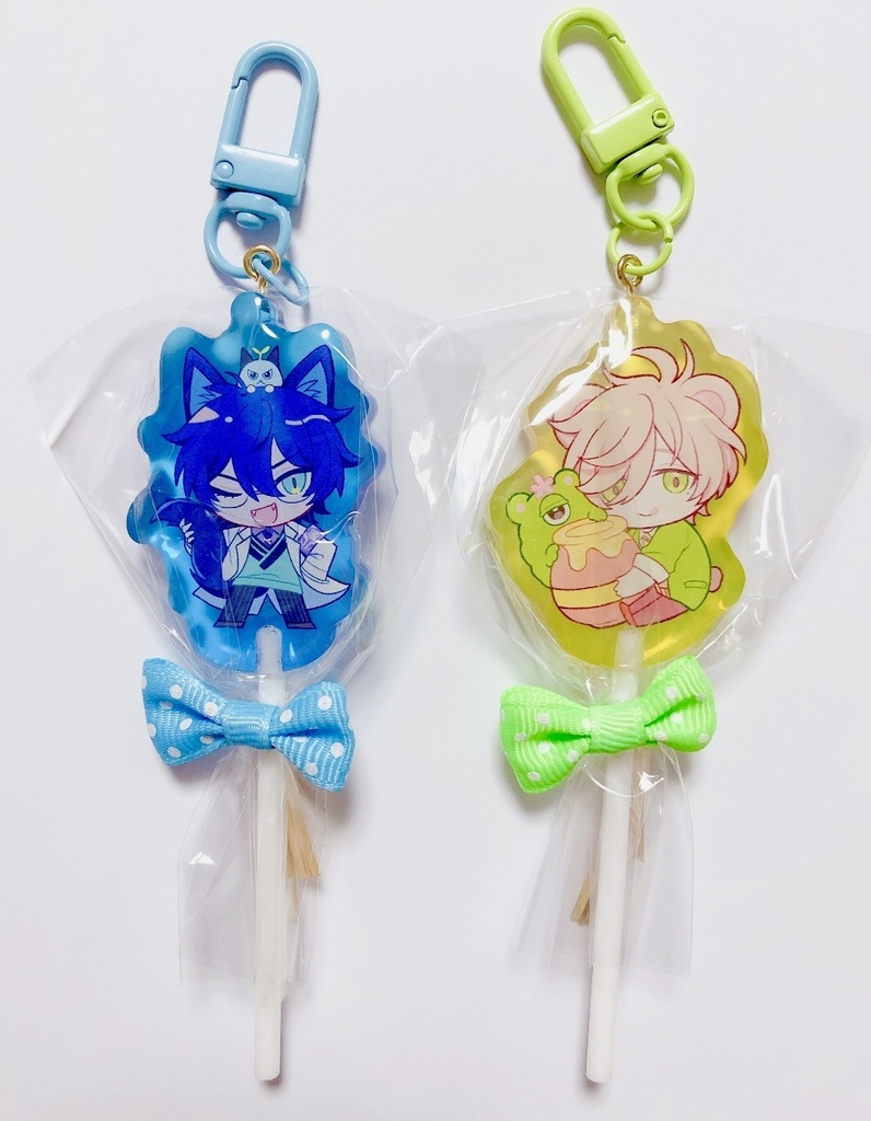 【非公式】ケモ耳エデン研究職組ダイカット棒付きキャンディチャーム (シール付き)