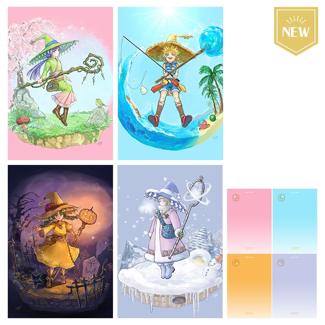 「季節の魔女たち」ポストカード4種