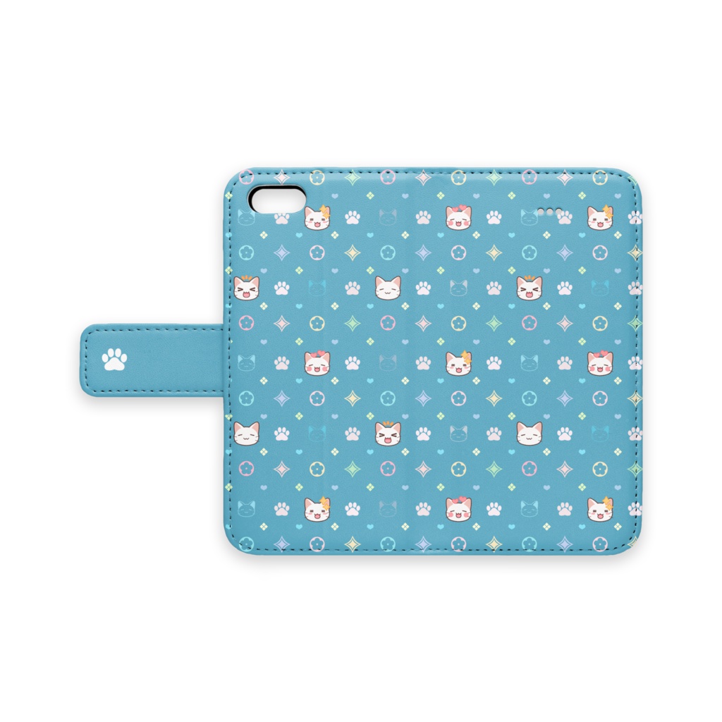 シロくん 手帳型iPhoneケース(青)