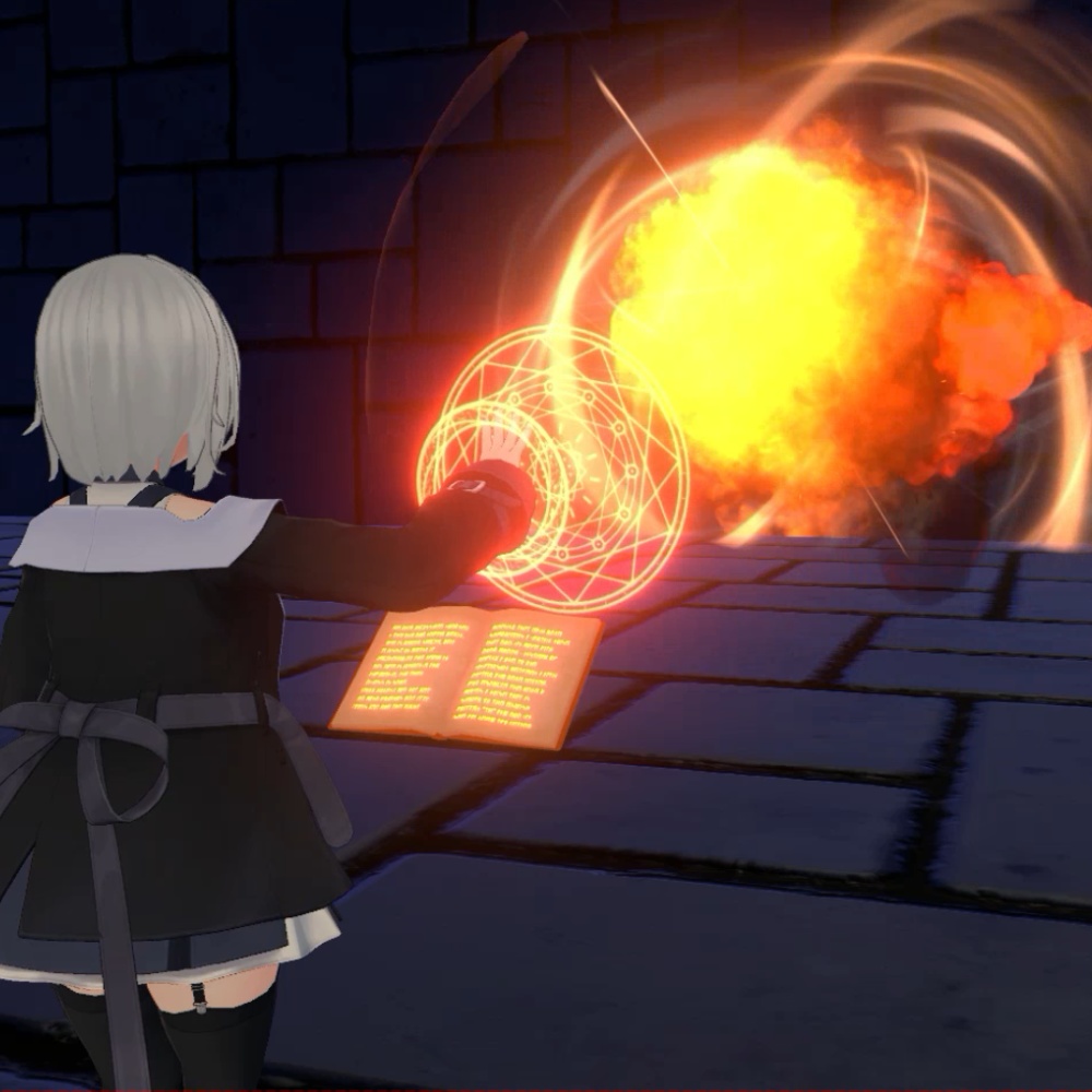 【VRChat想定・MA対応】魔導書と5種の魔法(火・氷・雷・風・土)