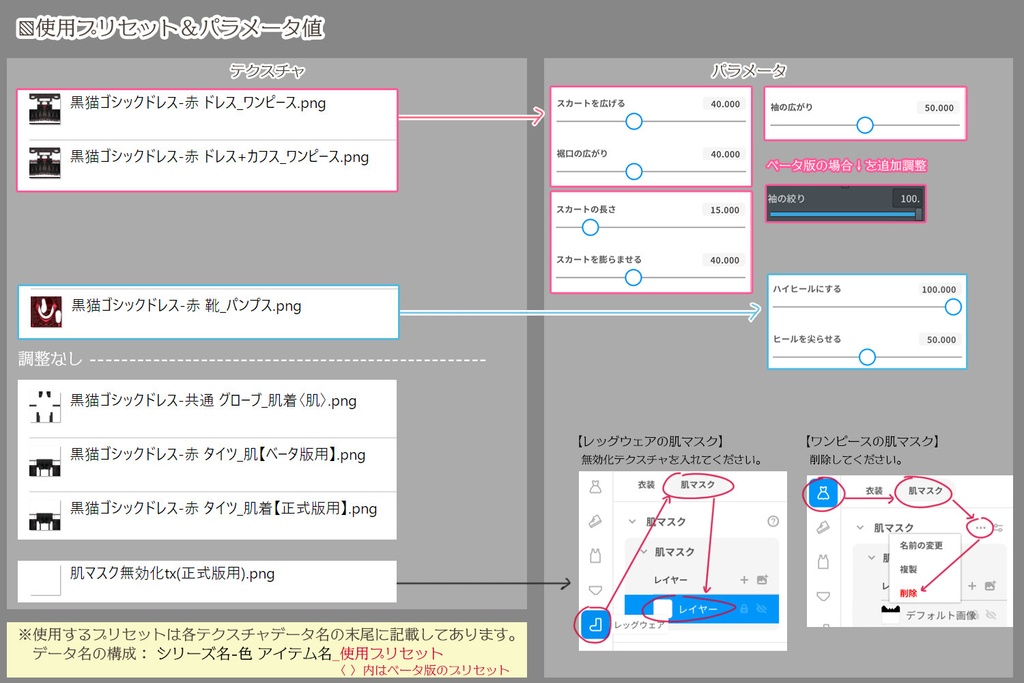 黒猫ゴシックドレス_ver.2(VRoid用衣装)