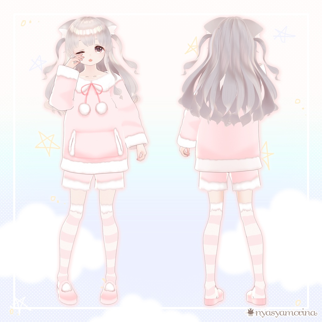 〖無料/ご支援〗もこもこぱじゃま(VRoid用衣装)