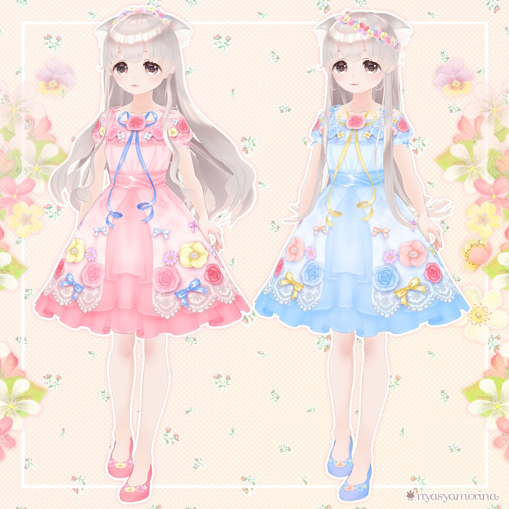 フラワーシフォンドレス(VRoid用衣装)