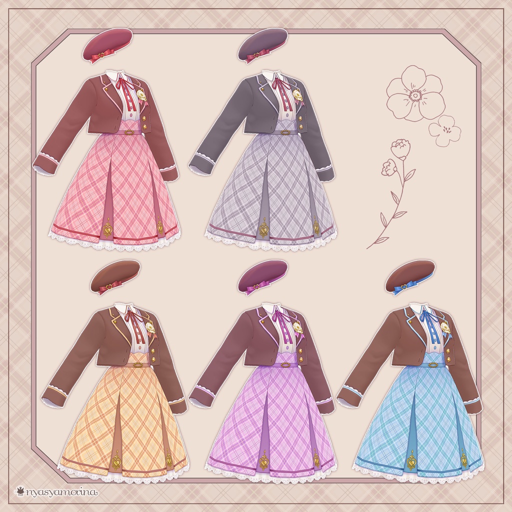 プレッピーコーデ ハット-5色セット