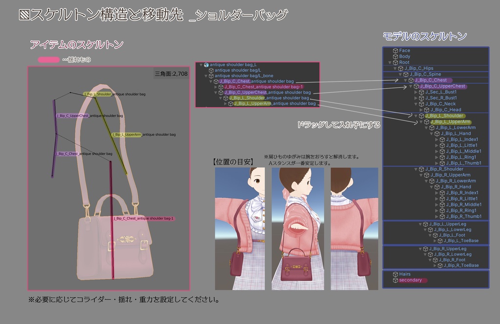 アンティーク2wayバッグ(3色セット)