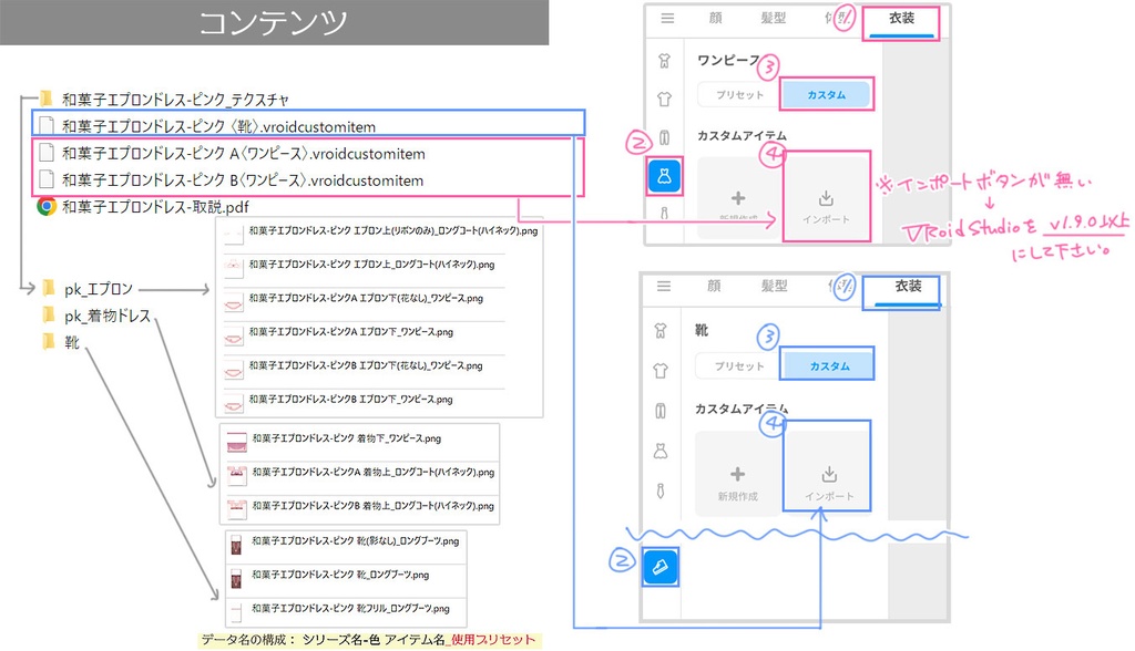 和菓子エプロンドレス(VRoid用衣装)