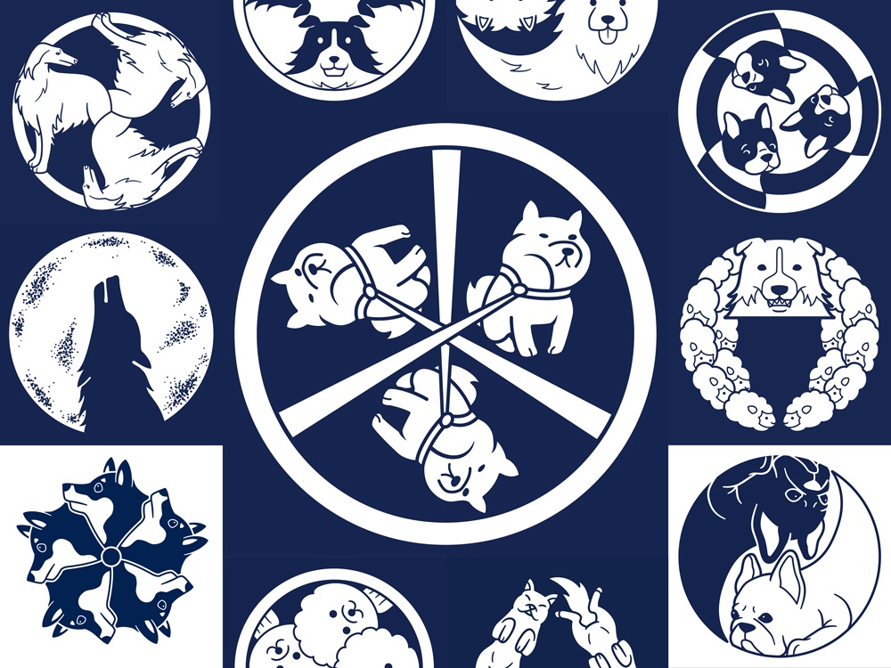【犬イラスト素材】犬の家紋・データ販売
