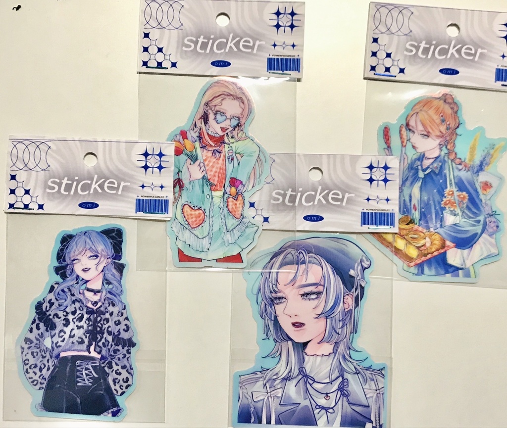 ブルーホログラムステッカー4種