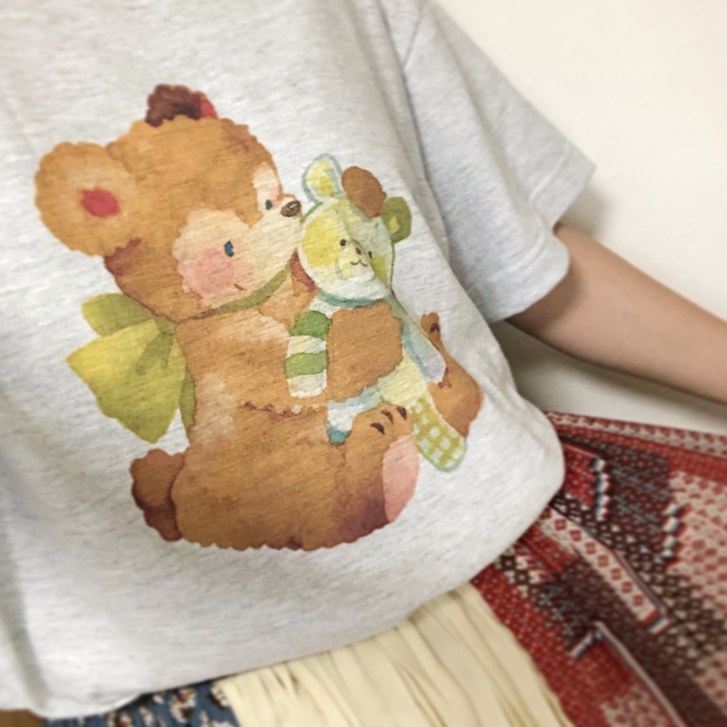 【Tシャツ(アッシュカラー)】テディベアベア