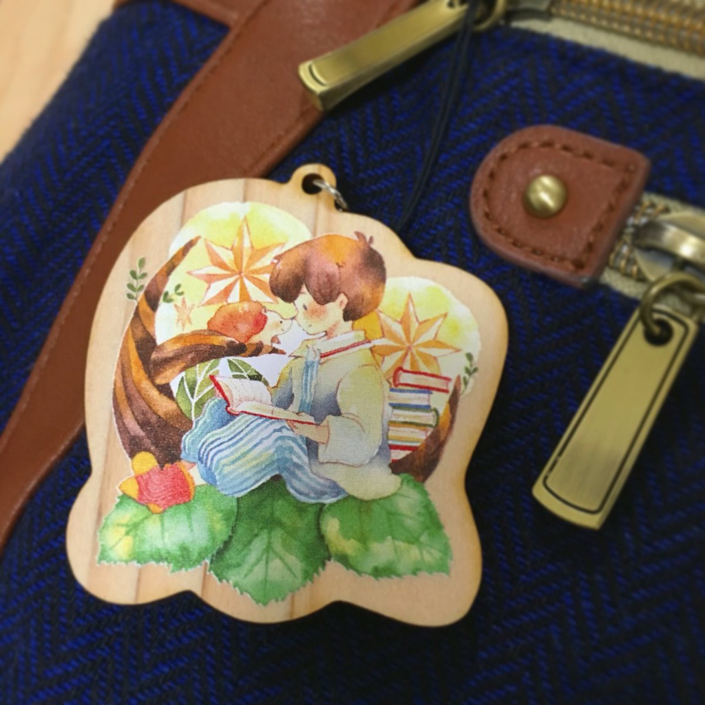 【木製ストラップ】こっちむいて