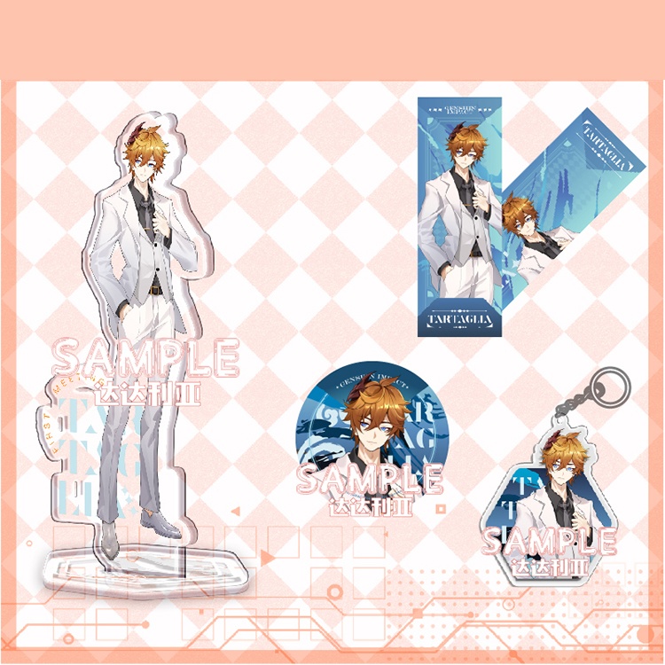 Genshin Impact 原神 鍾離 スカラマシュ タルタリヤ ディルック アクリルキーホルダー アクリルスタンド ブックマーク 缶バッジ