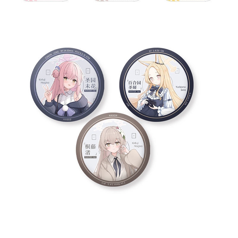 Blue Archive bluearchive ブルーアーカイブ 桐藤ナギサ 聖園ミカ 百合園セイア アクリルスタンド 缶バッジ