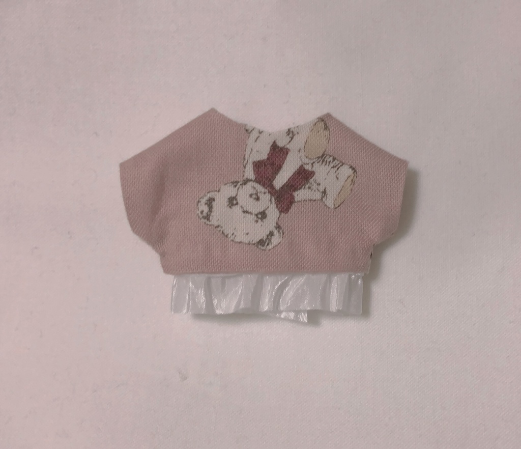 10cmぬい用 くまさん柄のフリル付きシャツ