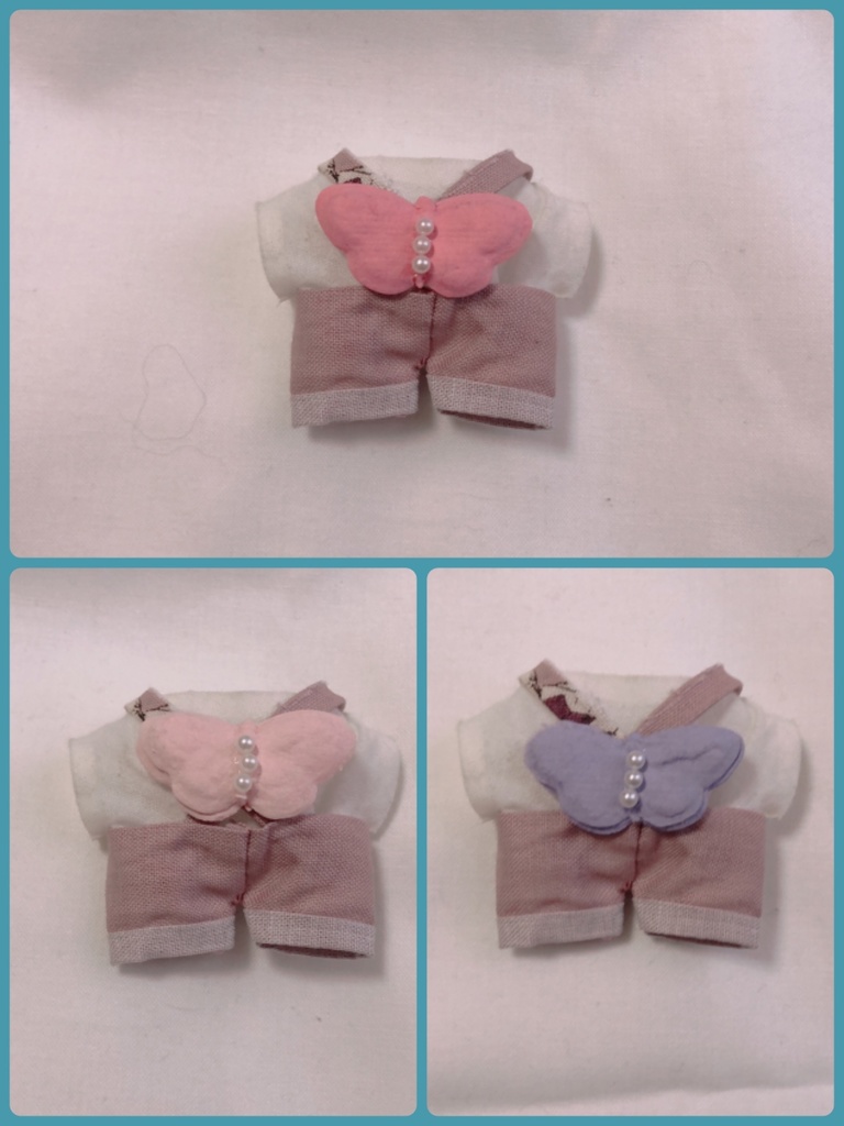 10cm〜12cmぬいぐるみ用 くまさんサロペット 羽付きシャツセット