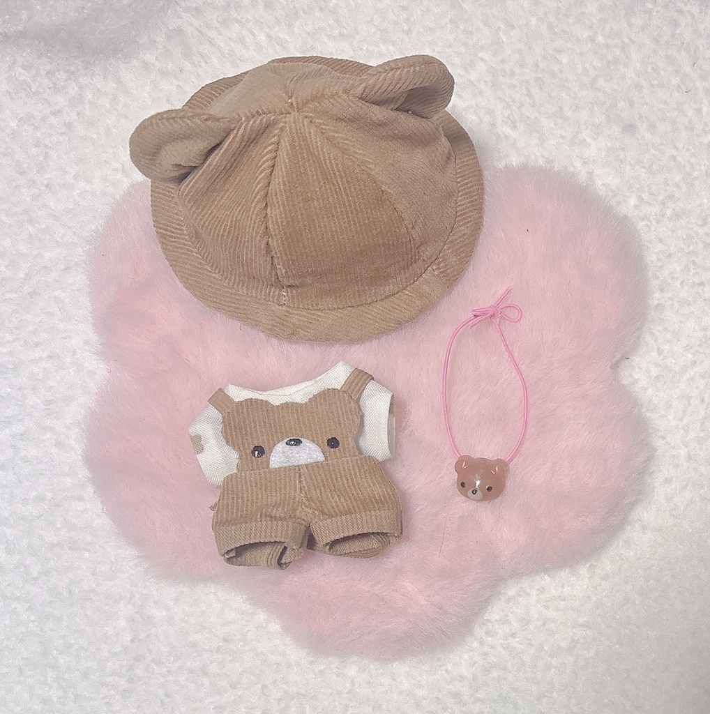 10cm〜12cmぬいぐるみ用 くまサロペットセット