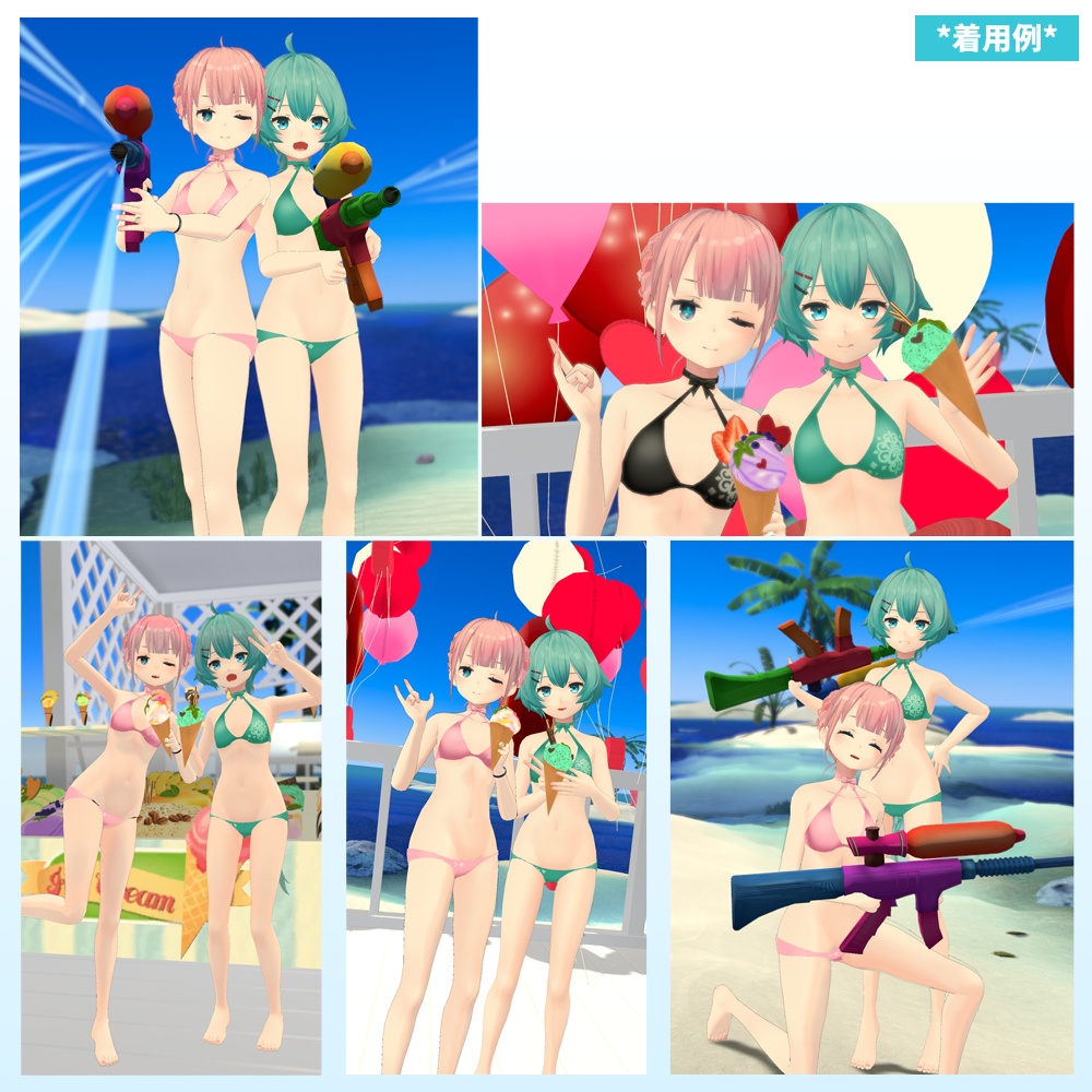 薄荷素体用(翠蓮・一介天使・透羽も可)「リボン付きエレガント水着」【スキニング済み】