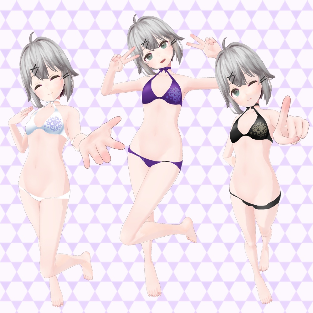 薄荷素体用(翠蓮・一介天使・透羽も可)「リボン付きエレガント水着」【スキニング済み】