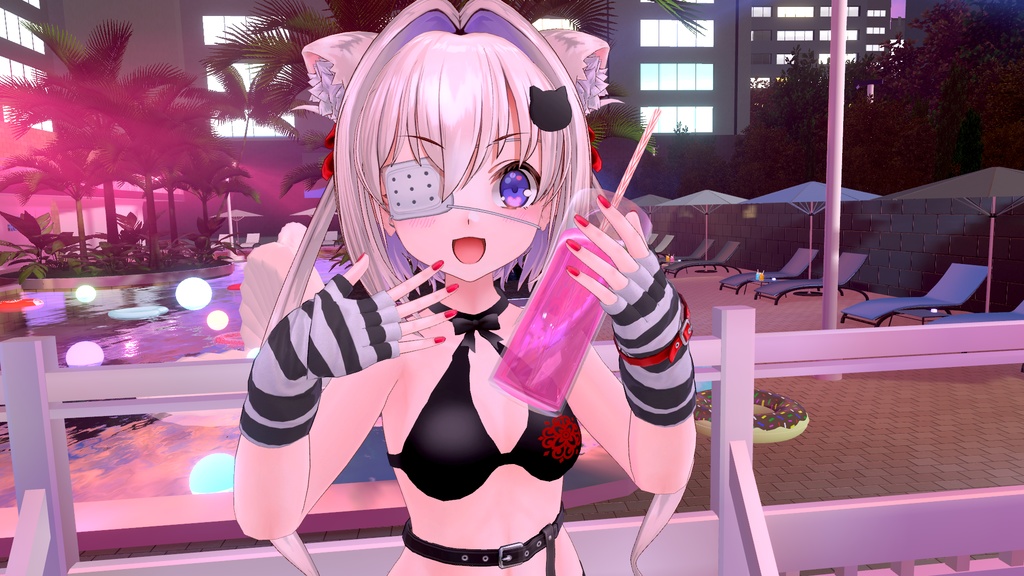 宵闇ねこるちゃん用「リボン付きエレガント水着」【スキニング済み】