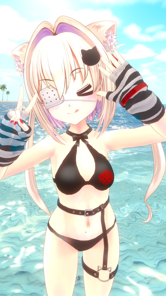 宵闇ねこるちゃん用「リボン付きエレガント水着」【スキニング済み】