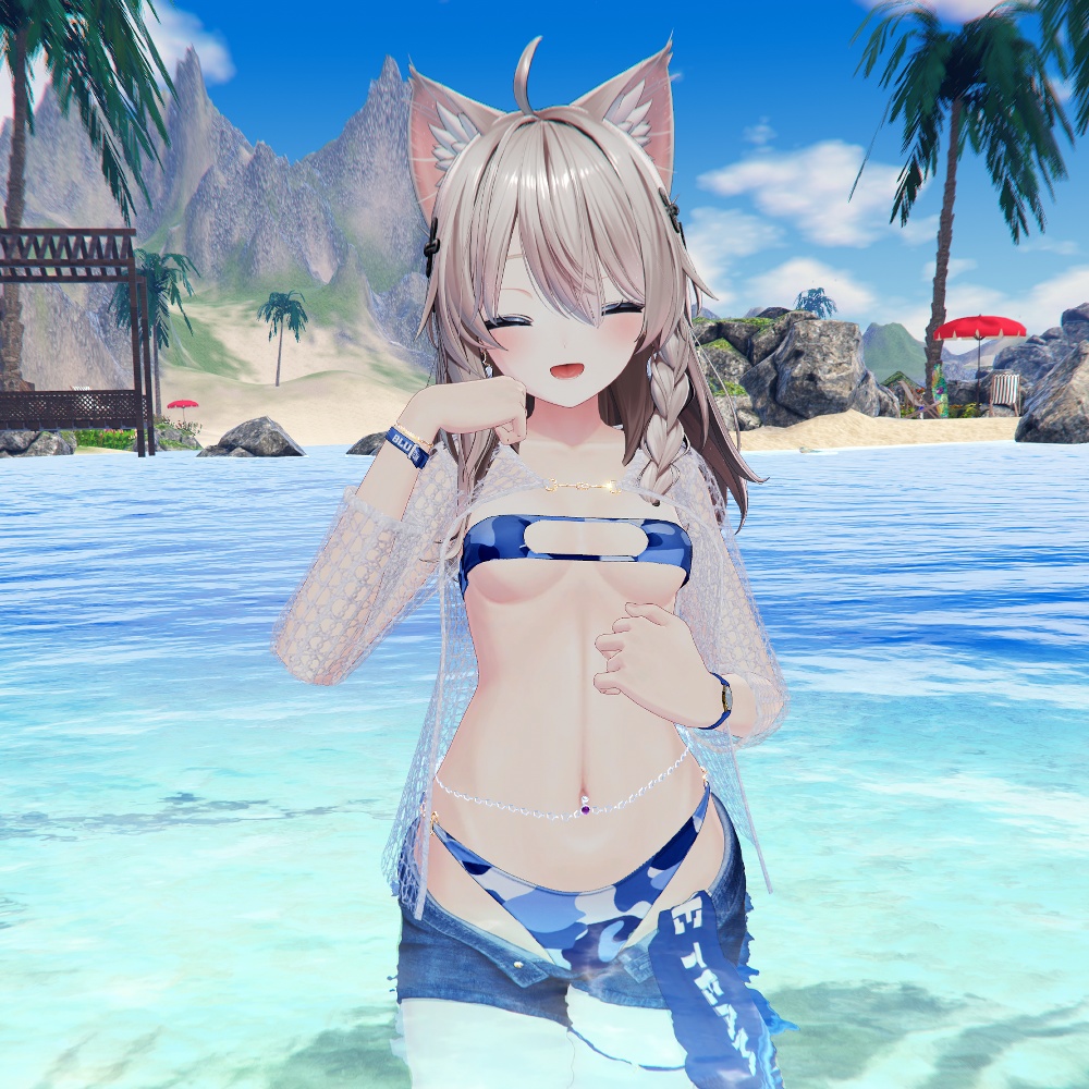 【しなの・マヌカ・萌・森羅・セレスティア・瑞希(ルルネ)・ラシューシャ・桔梗・ミルティナ対応】チェーン付きヘソピアス