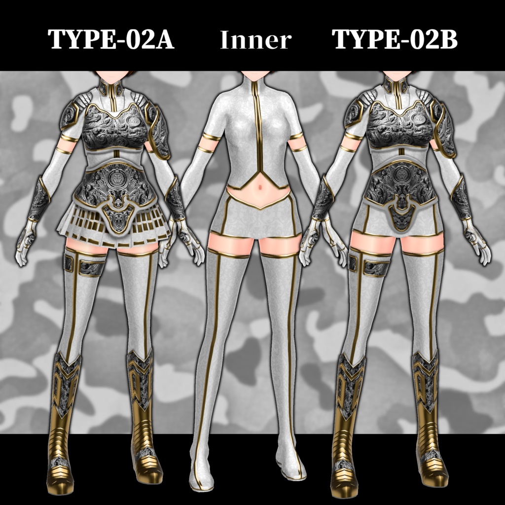 【VRoid】軽装鎧・インナー【TYPE-02】 Light armor and inner【custom item】