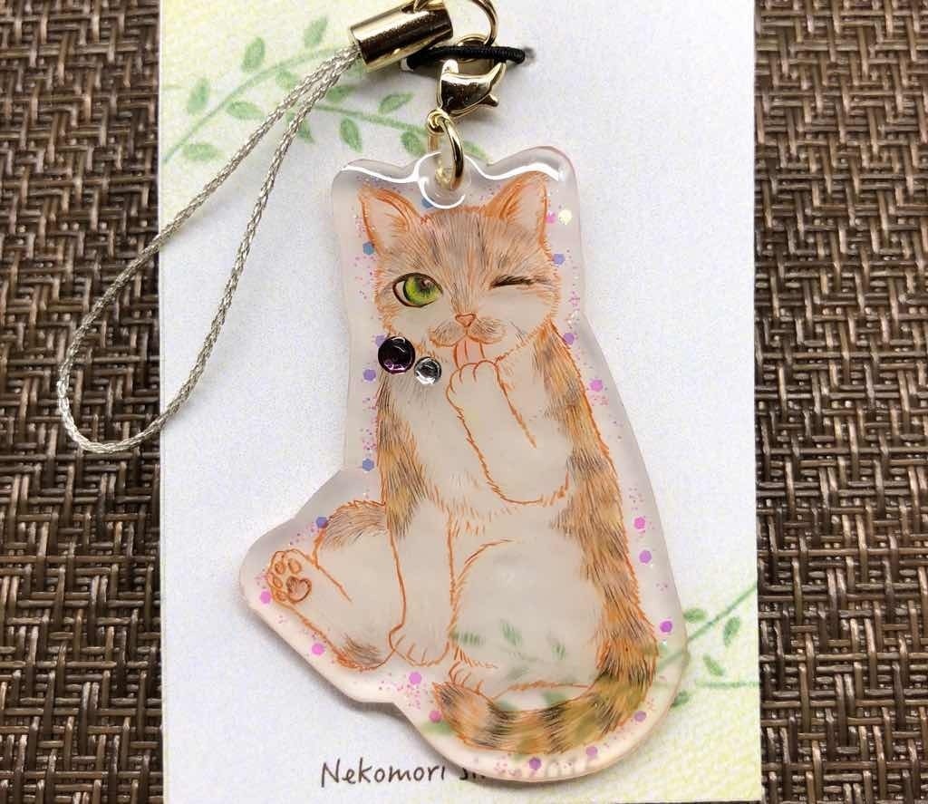 どうぶつチャーム「いたずら白キジ猫」