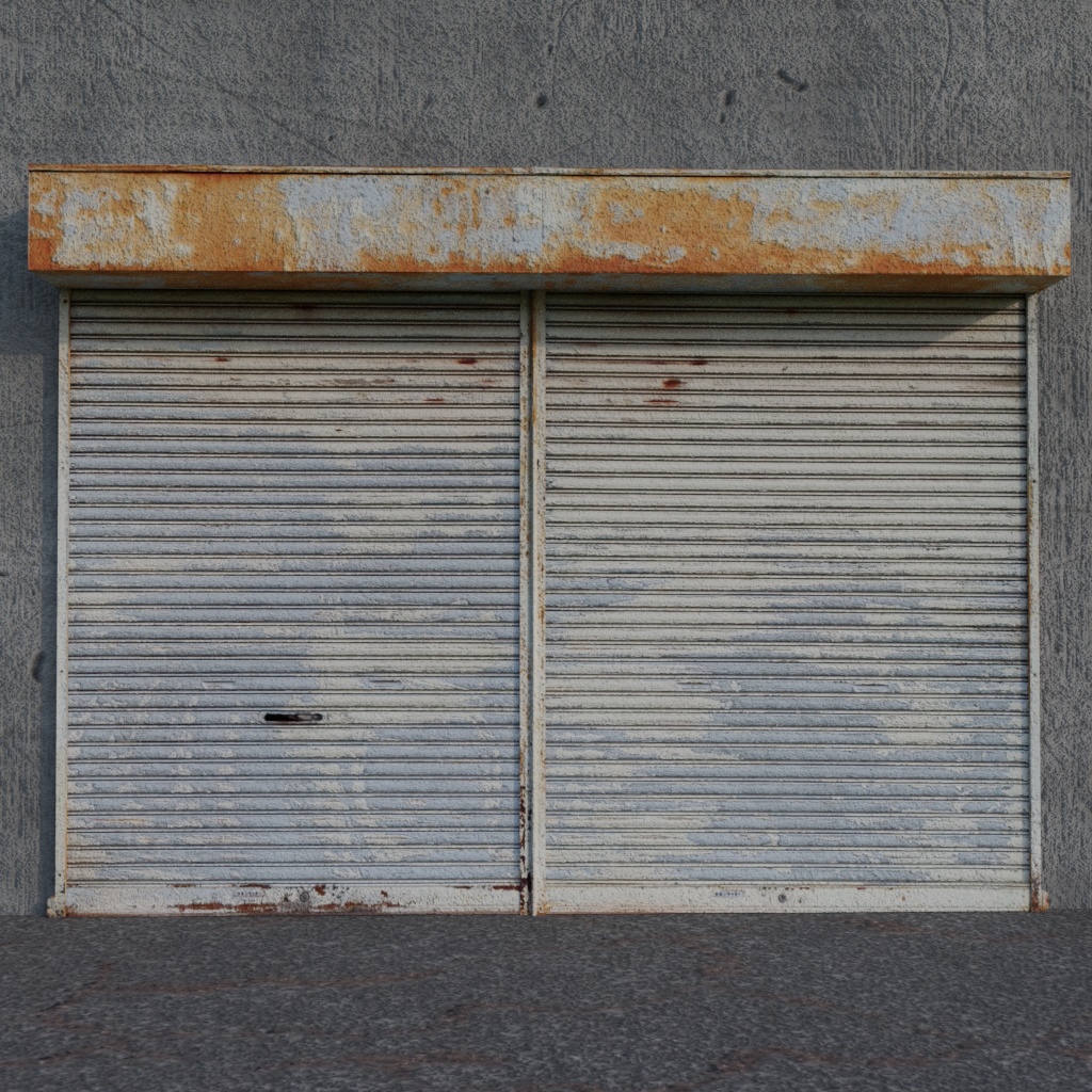 △210 ぼろぼろのシャッター 3Dモデル FBX