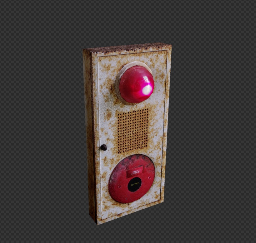 VRChat・HDRP対応　△770　ぼろぼろの非常ベル　3Dモデル
