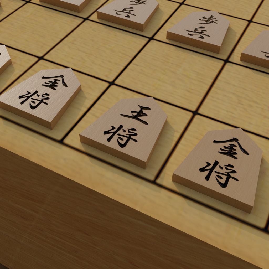 リアルな将棋盤と駒 3Dモデル 計△4326 fbx
