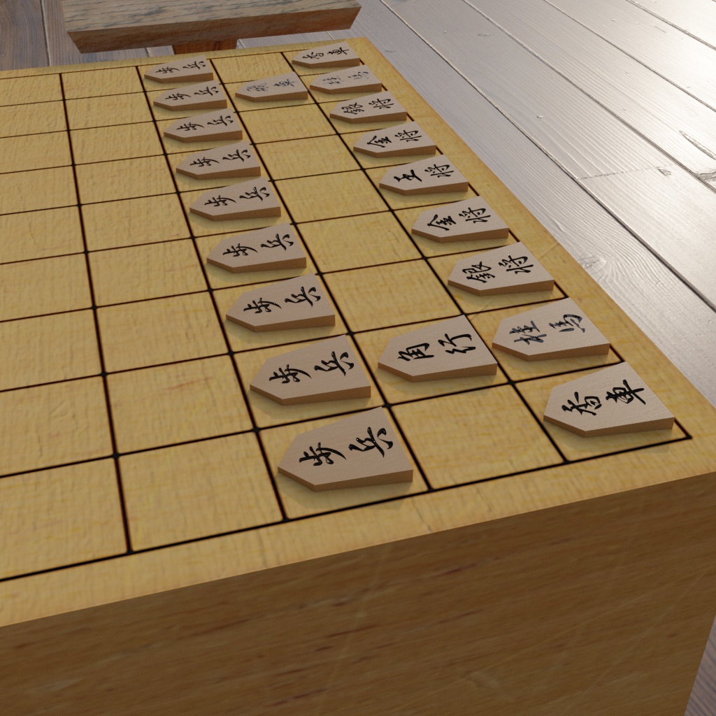リアルな将棋盤と駒 3Dモデル 計△4326 fbx