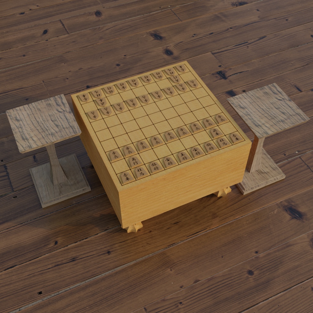 リアルな将棋盤と駒 3Dモデル　計△4326　fbx