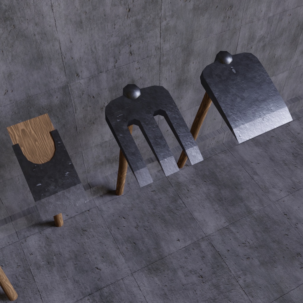 計△1208　古代の農具4点　3Dモデル　HDRP対応