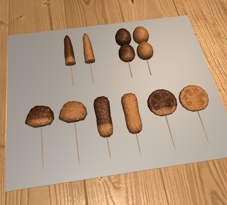 計△3032 串カツ5種10本 3Dモデル fbx, unitypackage