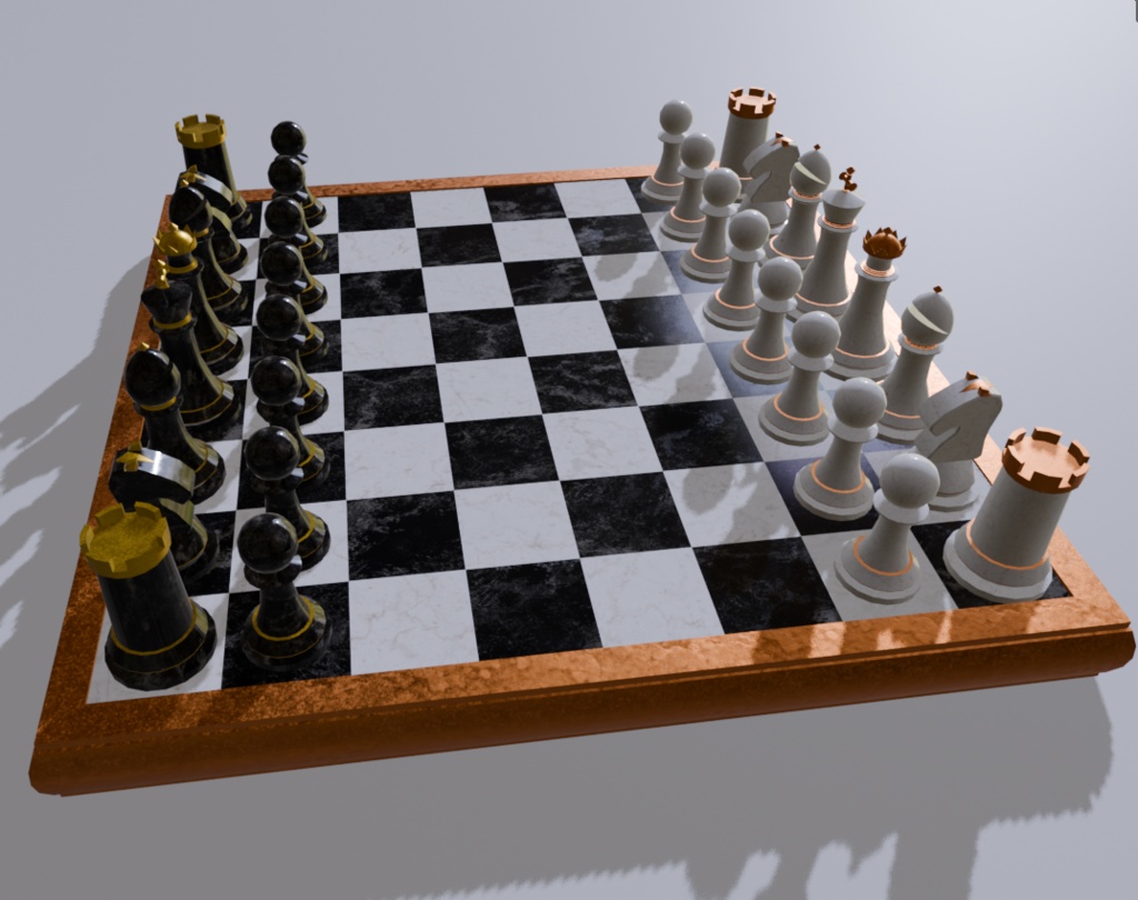 △24834 リアルなチェス駒&チェス盤セット 3Dモデル fbx