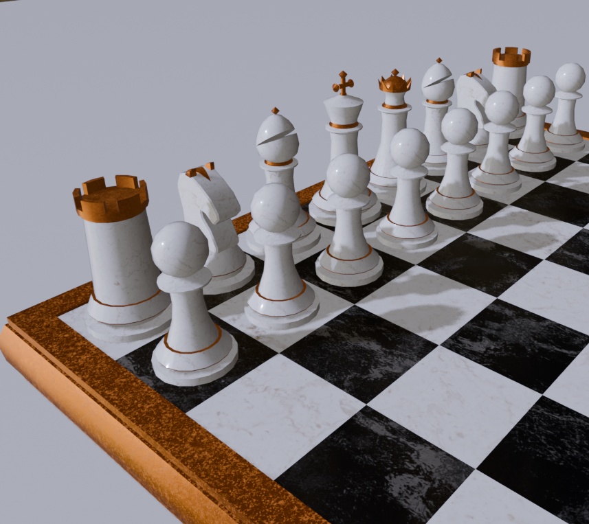 △24834 リアルなチェス駒&チェス盤セット 3Dモデル fbx