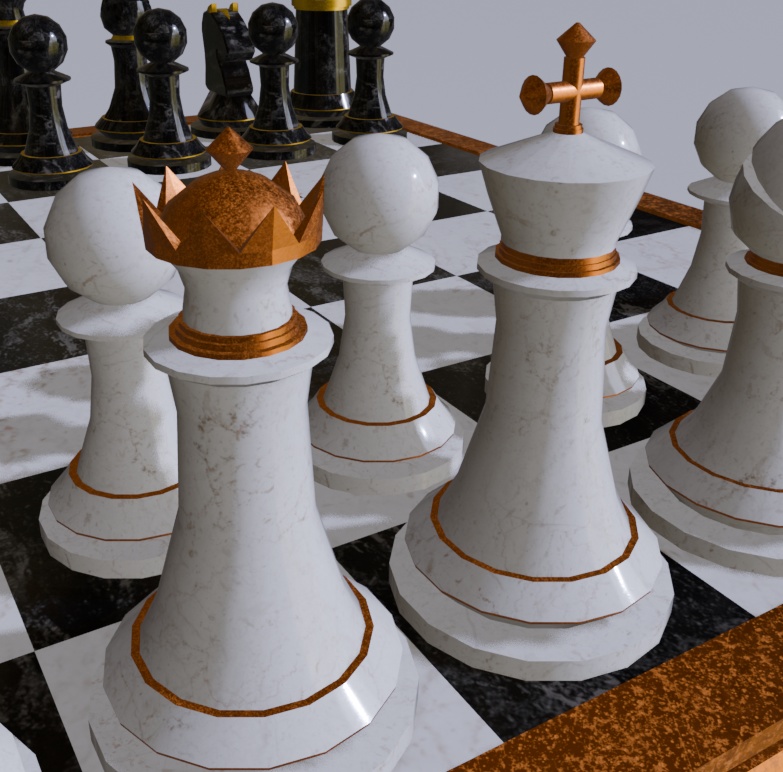 △24834 リアルなチェス駒&チェス盤セット 3Dモデル fbx