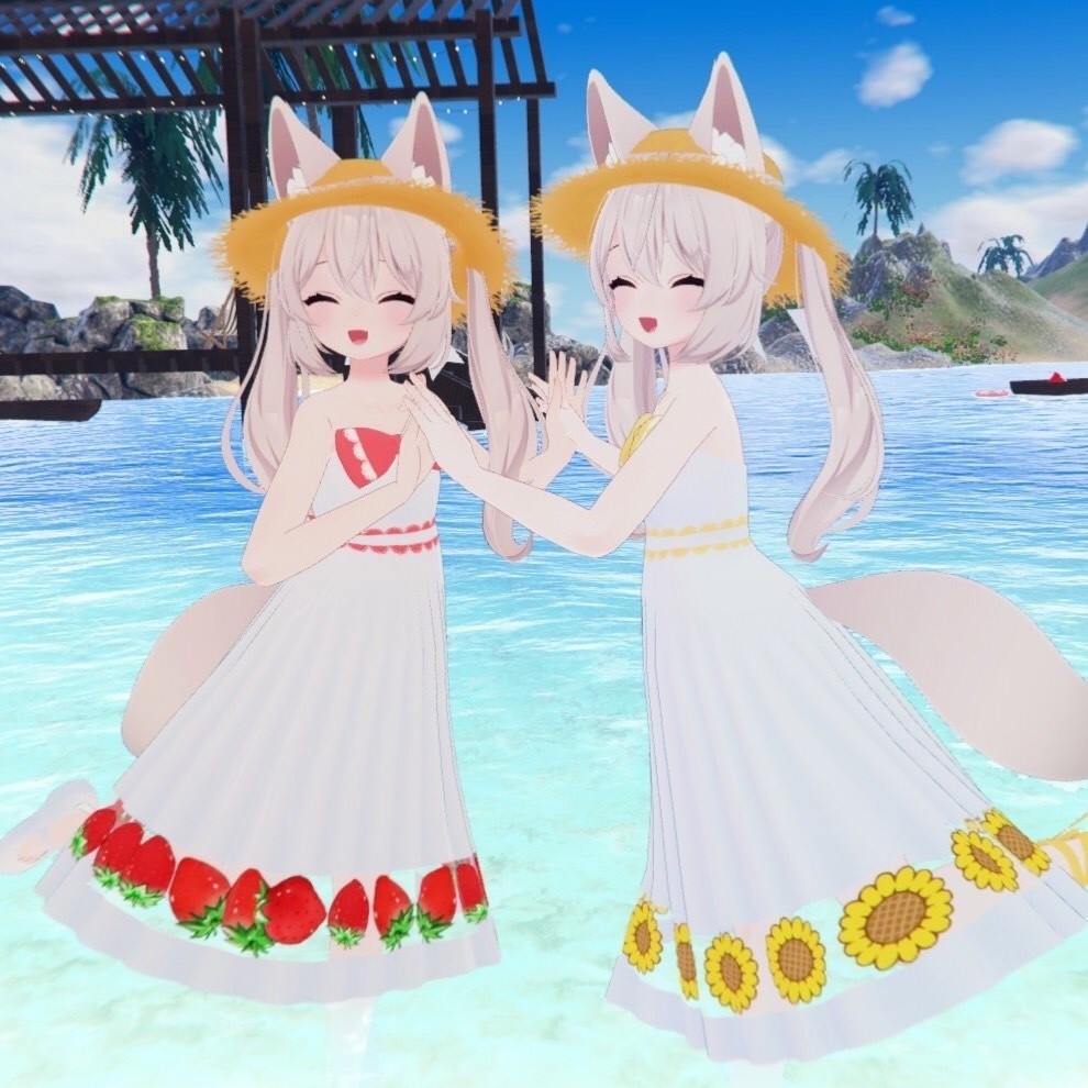 【カリンちゃん対応】砂浜の恋ワンピースセット(PB対応)【VRChat】