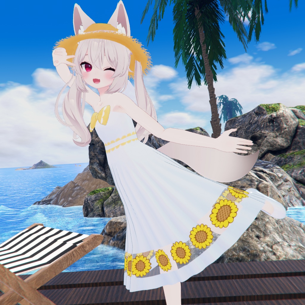 【カリンちゃん対応】砂浜の恋ワンピースセット(PB対応)【VRChat】
