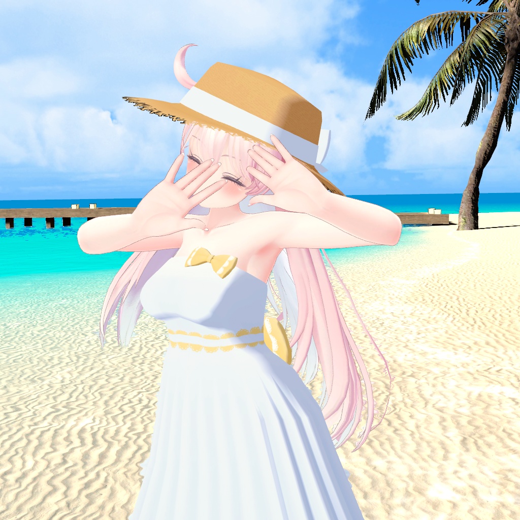 【セレスティアちゃん対応】砂浜の恋ワンピースセット(PB対応)【VRChat】