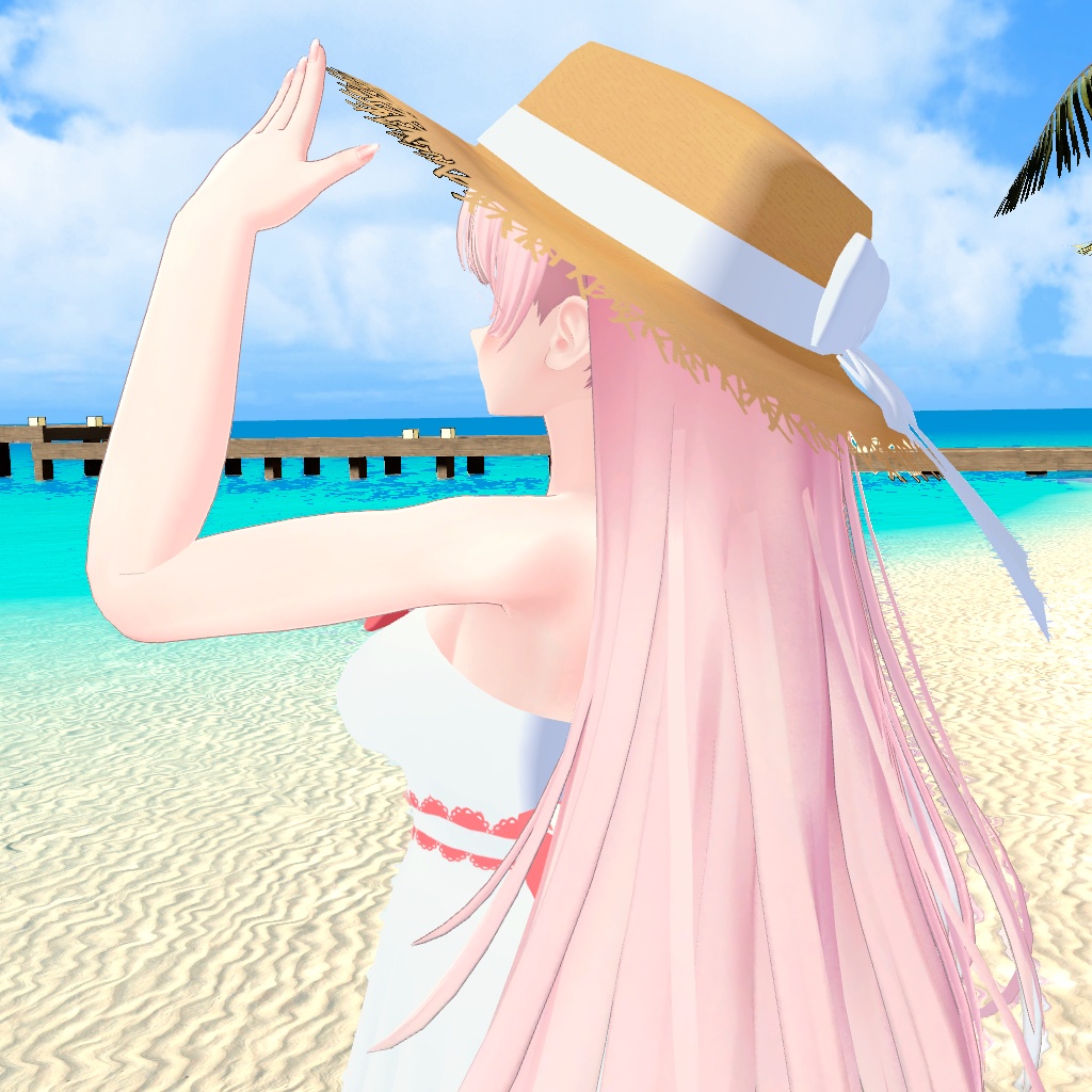 【セレスティアちゃん対応】砂浜の恋ワンピースセット(PB対応)【VRChat】