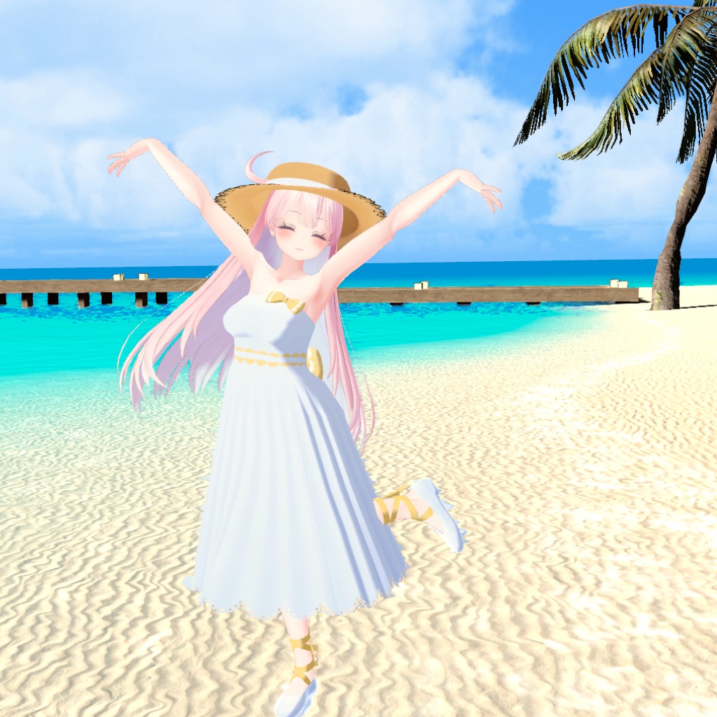 【セレスティアちゃん対応】砂浜の恋ワンピースセット(PB対応)【VRChat】