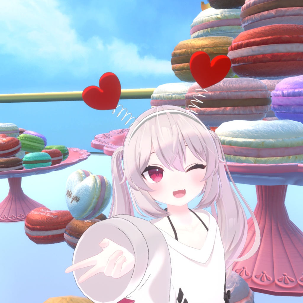 ハート型ばねカチューシャ(PB対応)【VRChat】