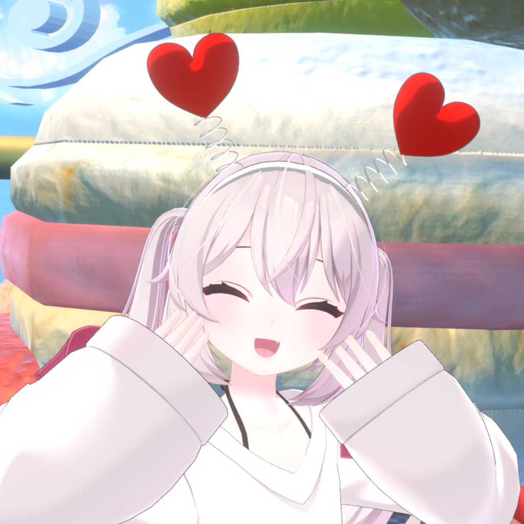 ハート型ばねカチューシャ(PB対応)【VRChat】