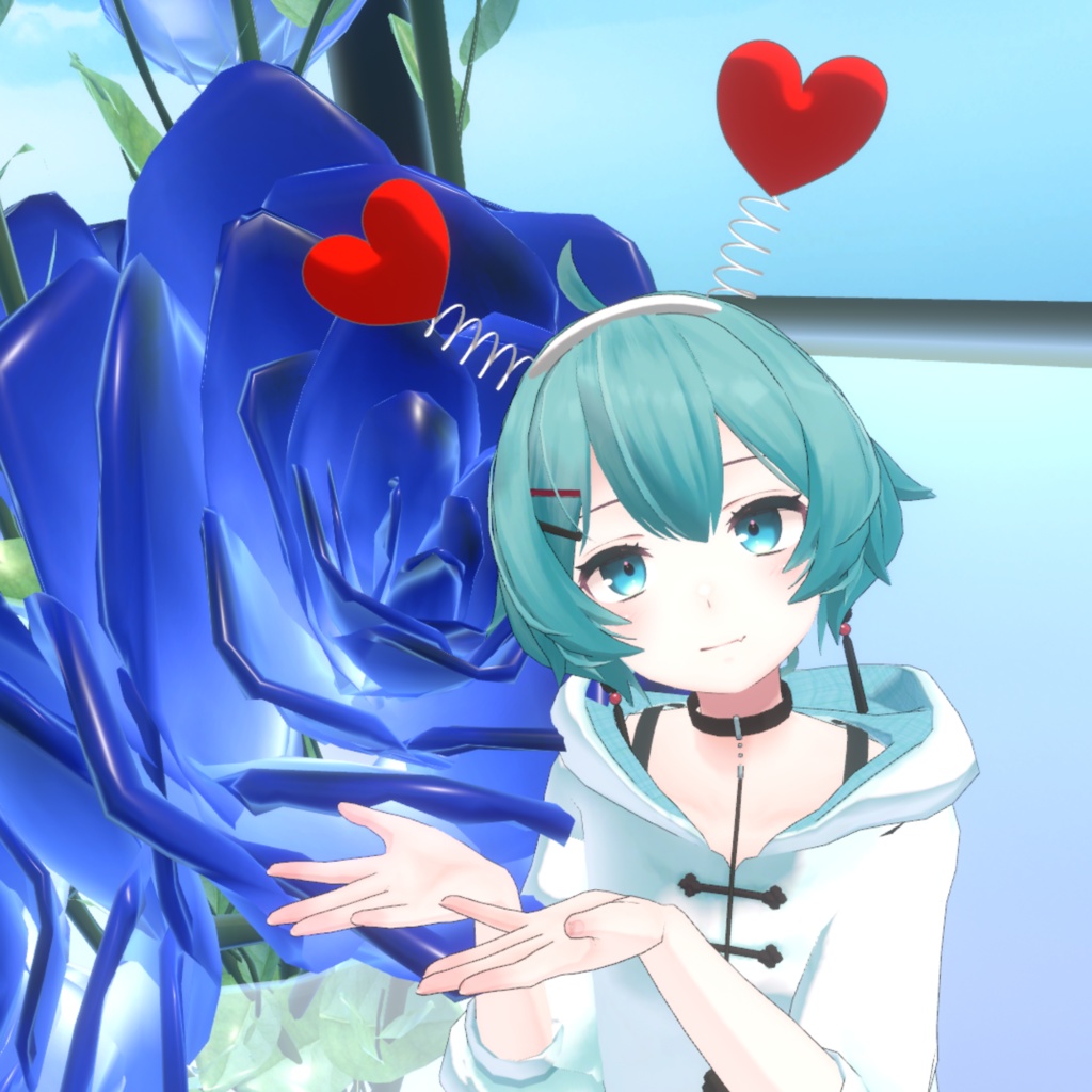 ハート型ばねカチューシャ(PB対応)【VRChat】