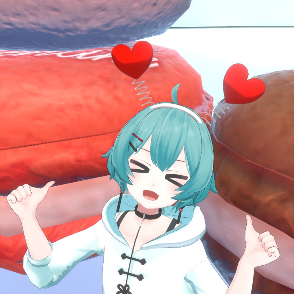 ハート型ばねカチューシャ(PB対応)【VRChat】