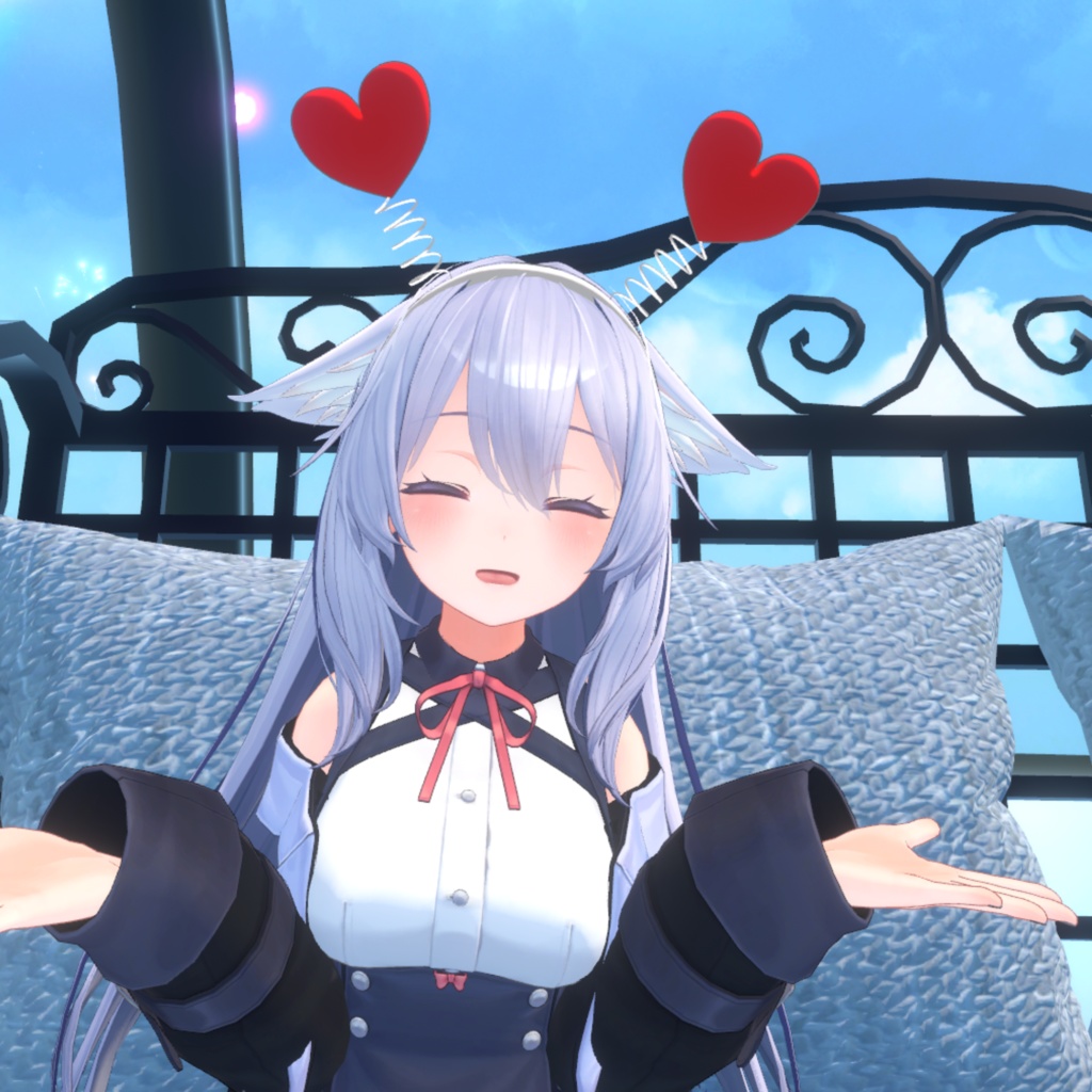 ハート型ばねカチューシャ(PB対応)【VRChat】