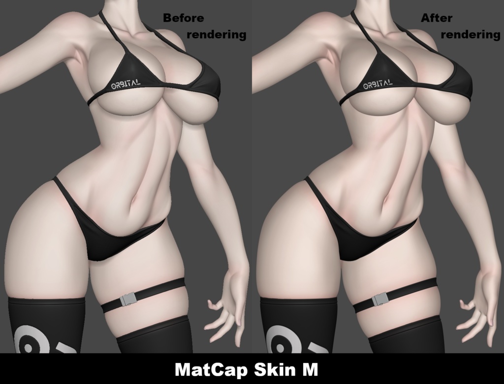 ZBrush用 肌 マットキャップマテリアル 2種