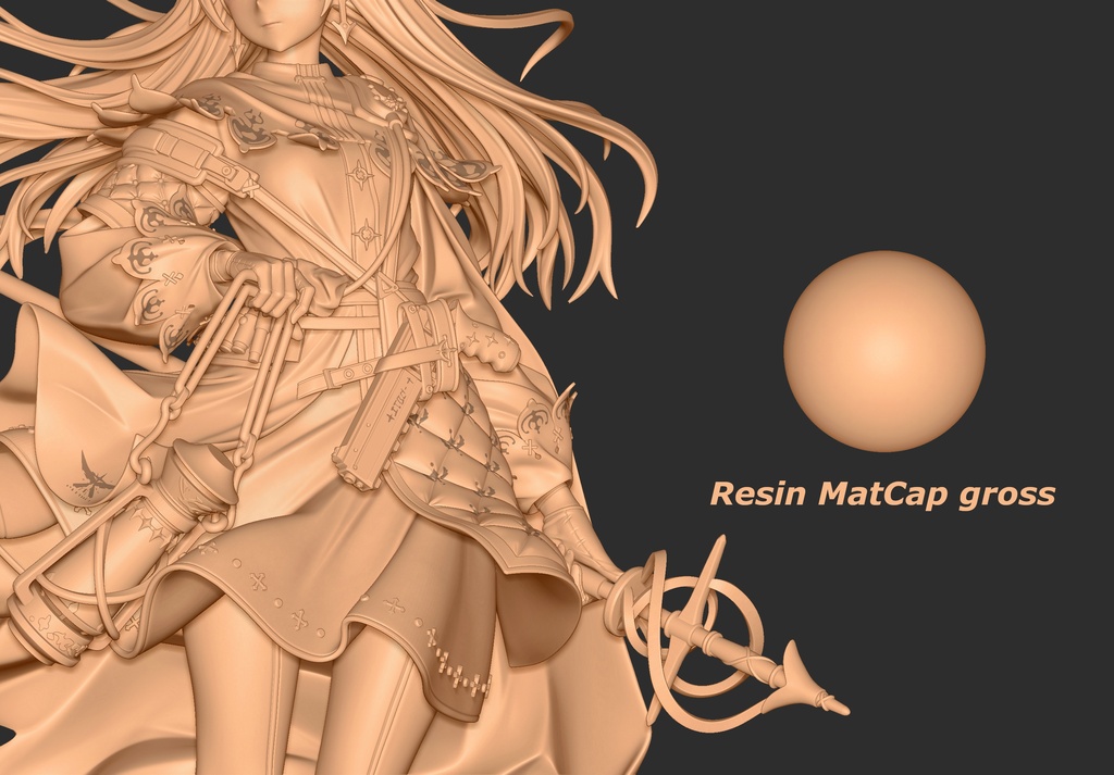ZBrush用 プリンターレジン風 マットキャップマテリアル 2種