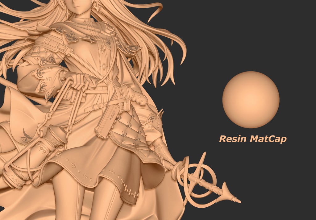 ZBrush用 プリンターレジン風 マットキャップマテリアル 2種