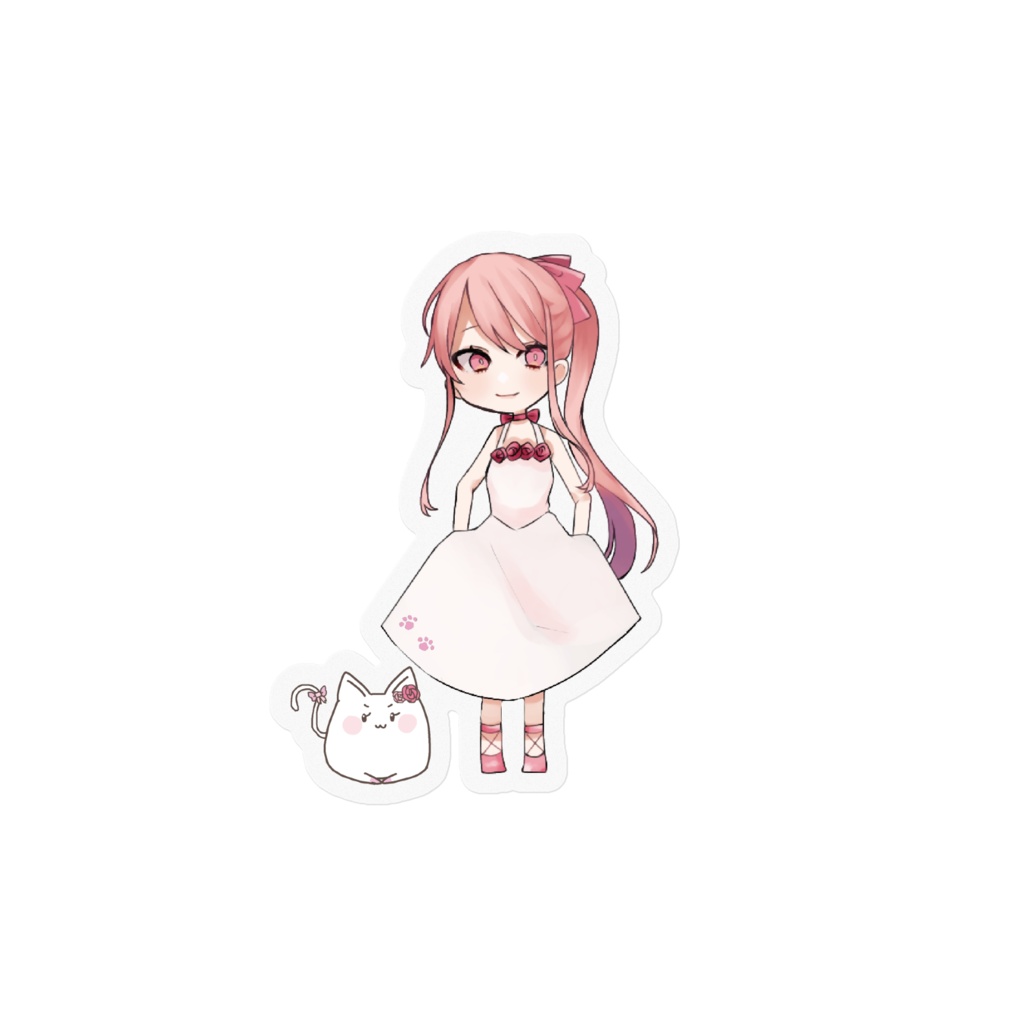 【ステッカー】ローズ(hana)と戦闘ねこ